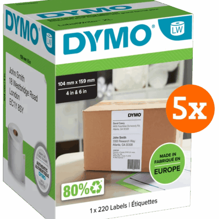 DYMO LabelWriter Extra Grote Etiketten 104 x 159 mm 5-pack