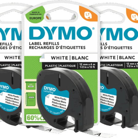 DYMO LetraTag 12mm x 4m Zwart Wit Labels 3-pack