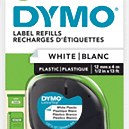 DYMO LetraTag 12mm x 4m Zwart Wit Labels