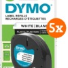 DYMO LetraTag 12mm x 4m Zwart Wit Labels 5-pack