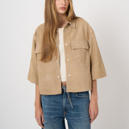 Dames overshirt van suède met borstzakken