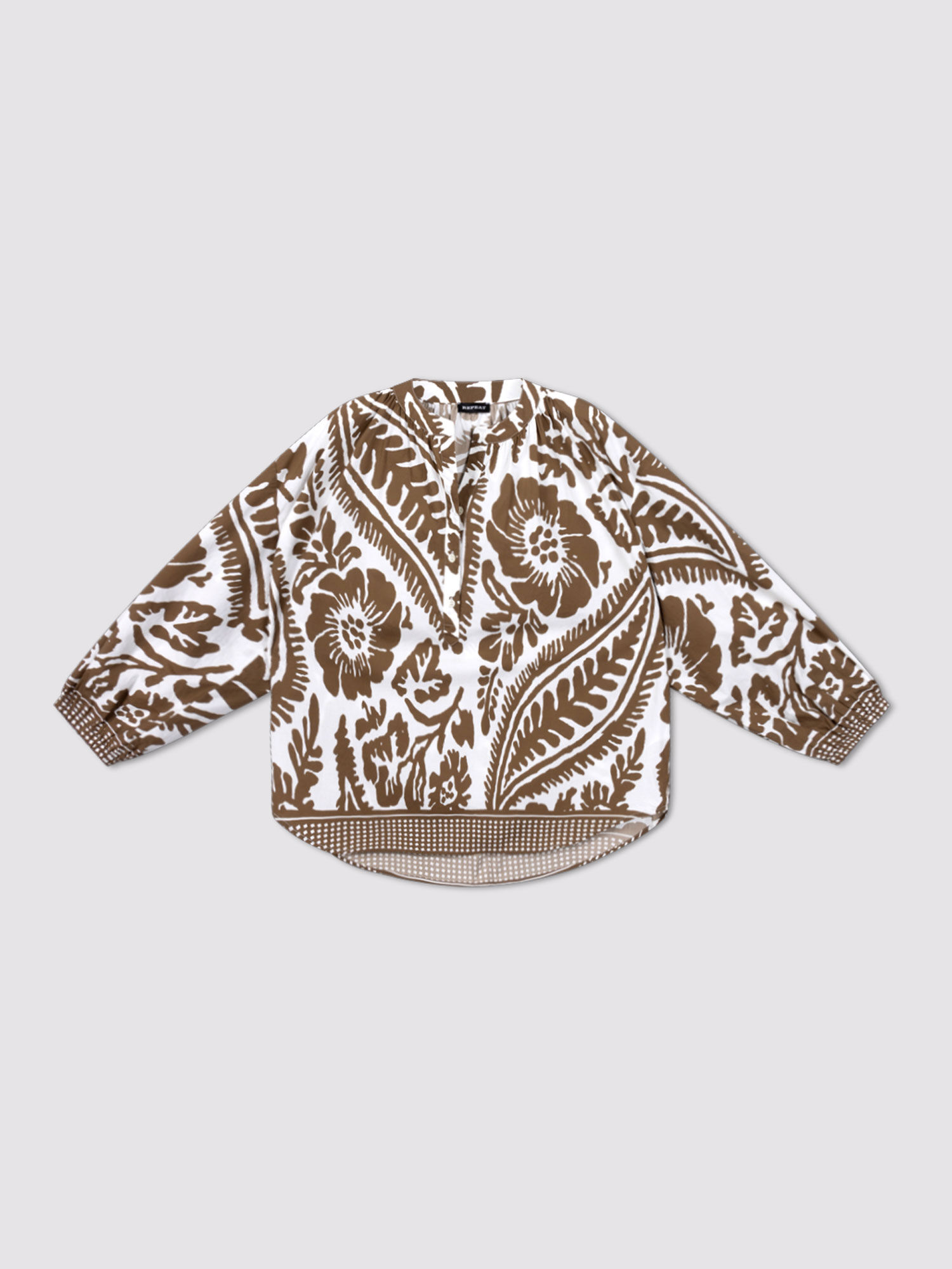 Dames oversize katoenen blouse met all-over print