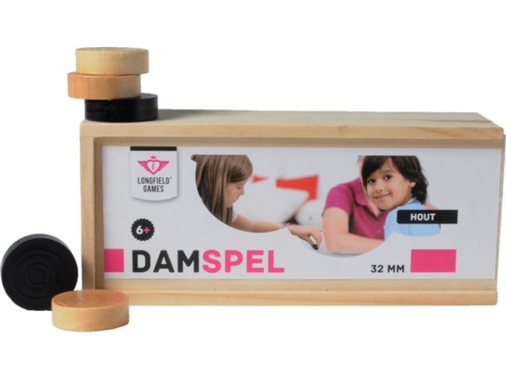 Damstenen 32mm in houten kist longfield | Longfield