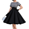 Darlene Collar Circle Dress Houndstooth Black White -2XL | Dolly and Dotty
