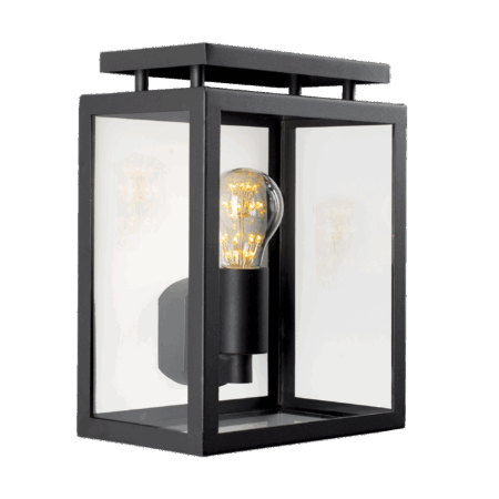 De Vecht Muurlamp Plat Zwart met LED