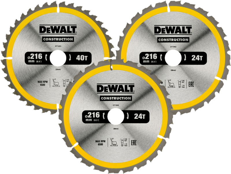 DeWalt Cirkelzaagbladenset 216mm 3-delig 24T (2x)