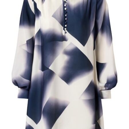 Denzel Print Jurk Navy / Wit