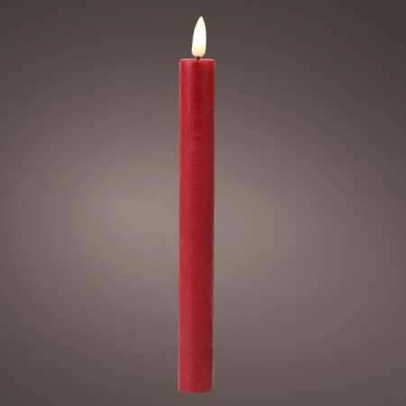 Dinerkaarsset LED vlam 24cm rood 2-dlg | Lumineo
