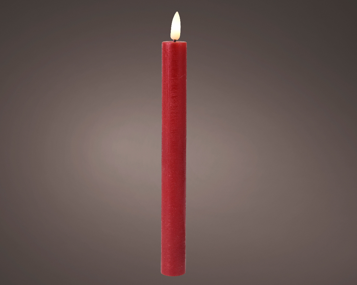 Dinerkaarsset LED vlam 24cm rood 2-dlg | Lumineo