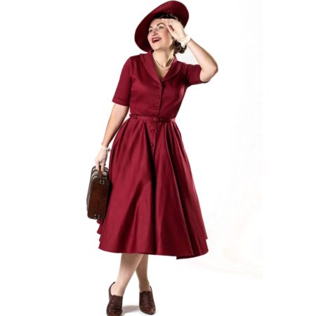 Dolly & Dotty Mollie Circle Dress Scarlette Burgundy Red-2XL | Dolly and Dotty