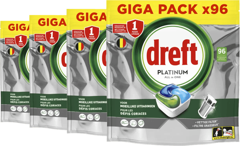 Dreft Vaatwastabletten Platinum All In One - 4-pack (264 stuks)