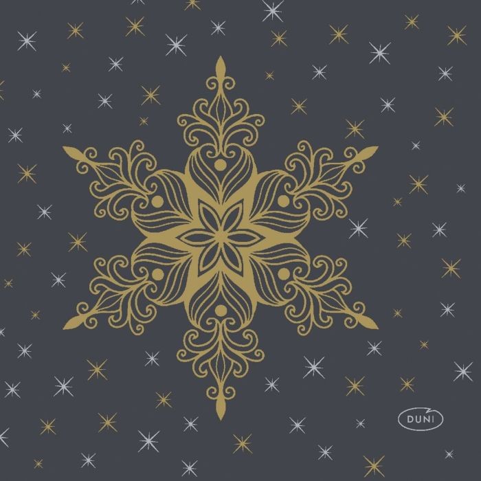 Duni Servetten Snowstars Black 24 X 24 Cm | Duni