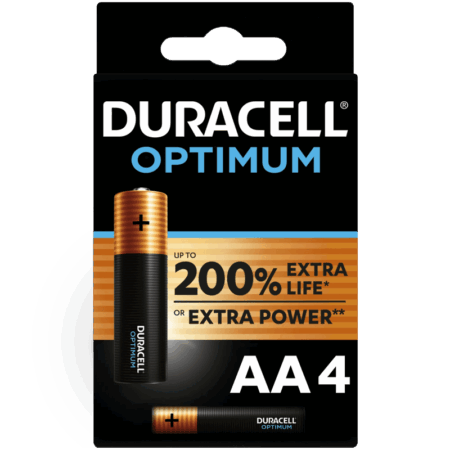 Duracell Alkaline Optimum AA-batterijen 4 stuks