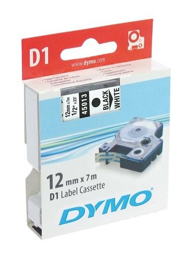lettertape D1 Zwart/Wit 12mm x 7m