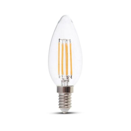 E14 LED Filament Lamp - Dimbaar - 4 Watt 400 lumen - 3000K warm wit - Vervangt 35 Watt - E14 fitting - Kaarslamp - Kleine fitting | V-TAC