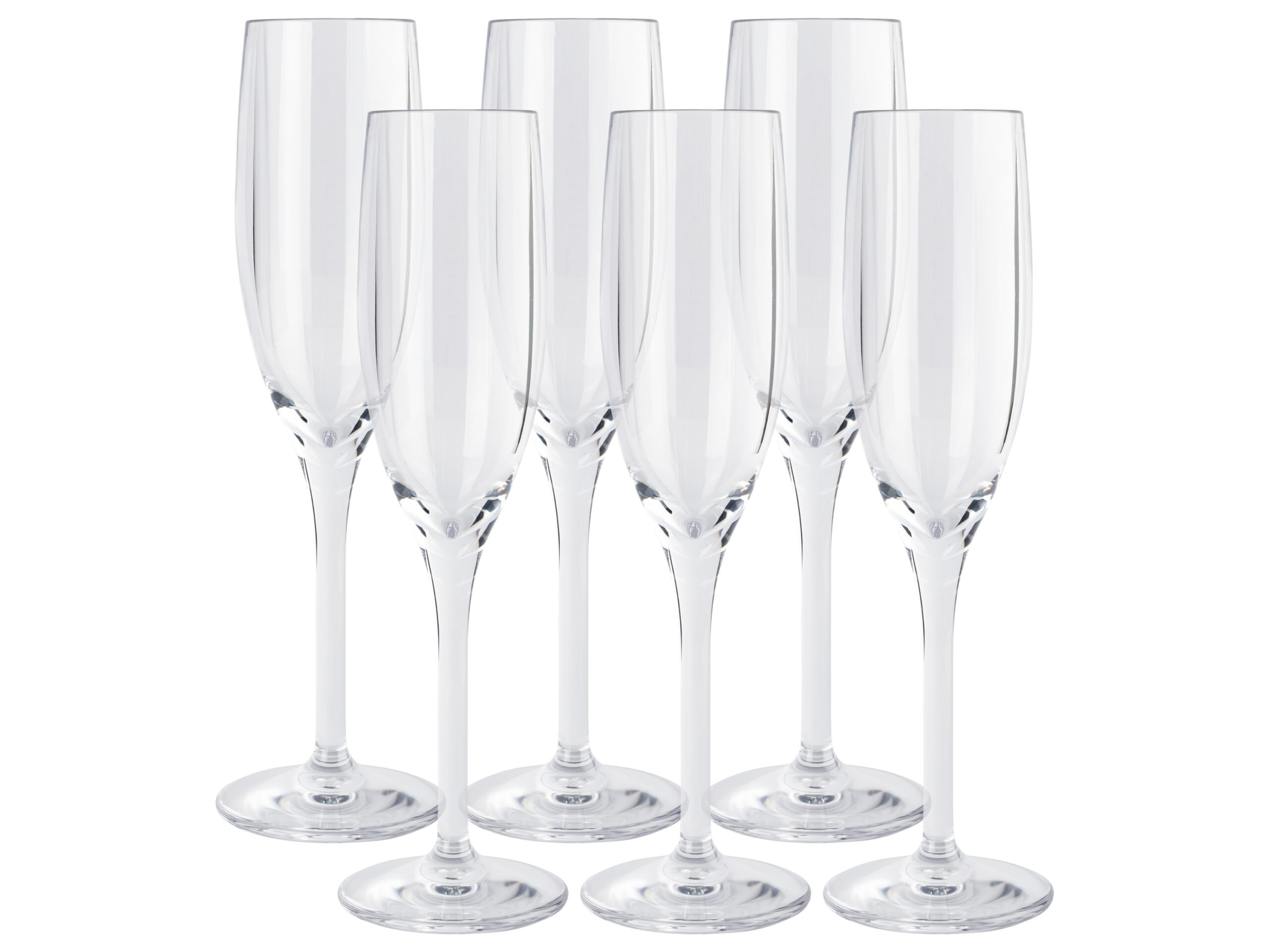6 kunststof glazen (Champagneglazen