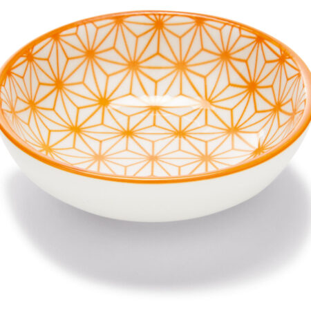 Porseleinen schaaltje of lepel (Dipschaaltje/wit/oranje)