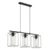 Hanglamp 3 lichts zw/wt transp. 'loncino'