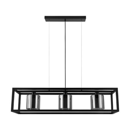 Hanglamp Brisling staal zwart /glas gestoomd zwart-transparant