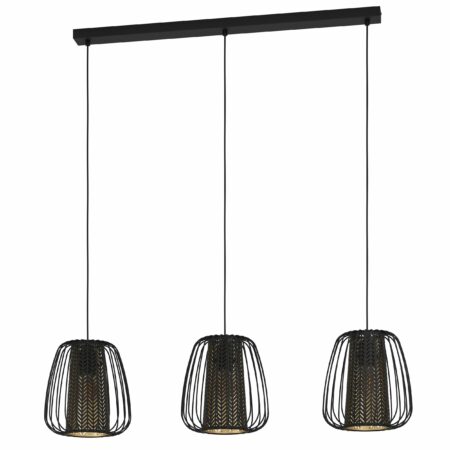 Hanglamp Curasao staal zwart /staal textiel zwart