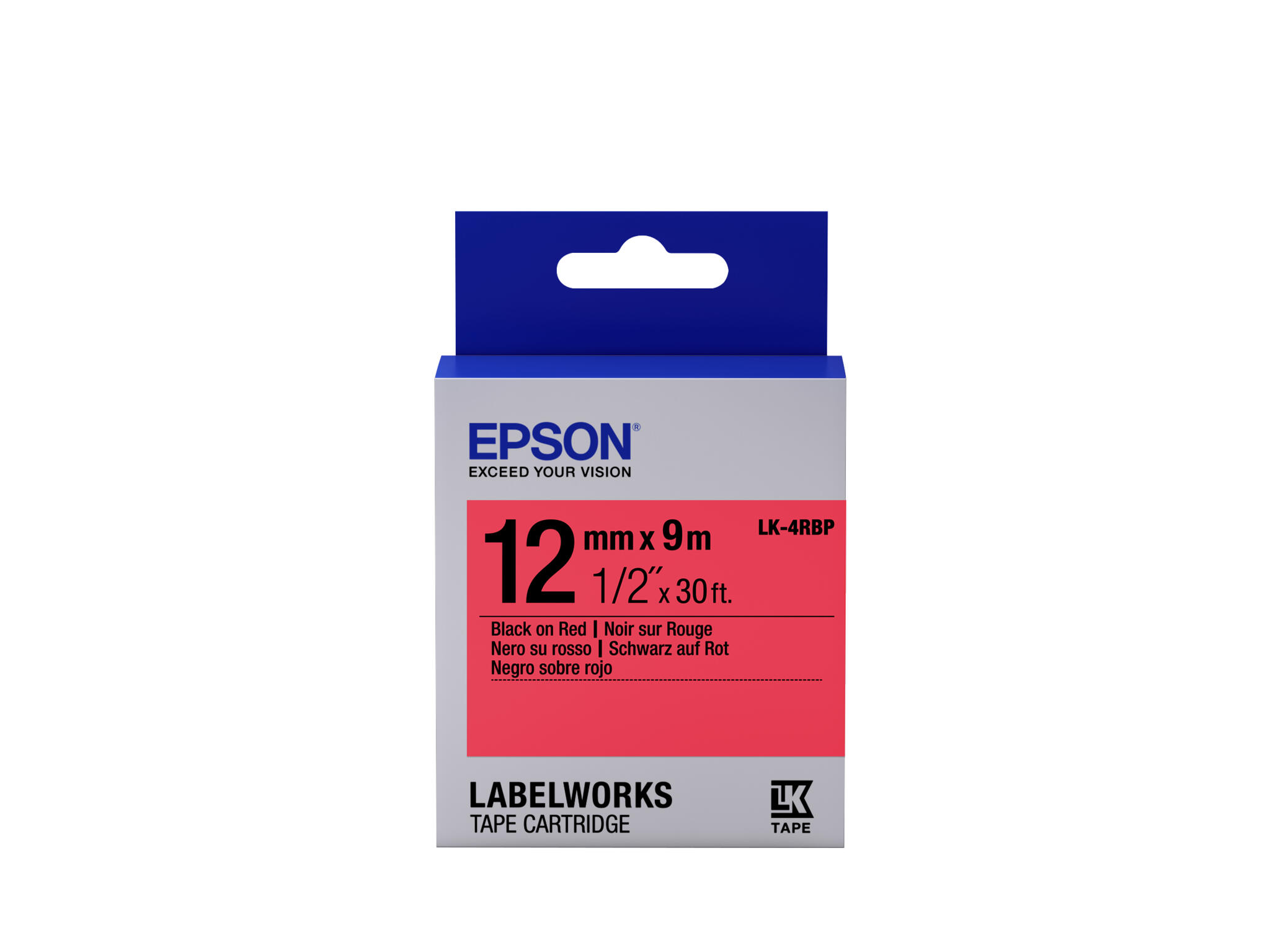 LK-4RBP Tape 12mm zwart/rood