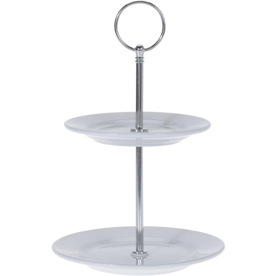 Etagere porselein 2-laags Ø13 en Ø15cm | Excellent Houseware