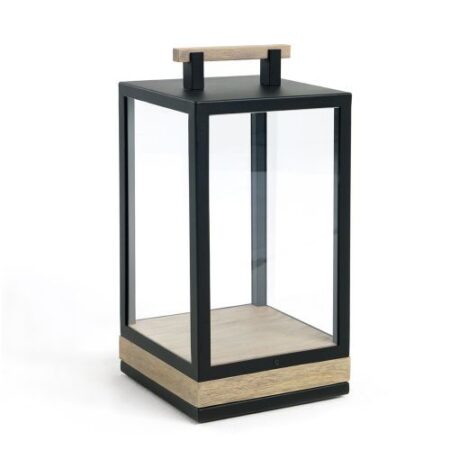 Carre Oplaadbare Tafellamp - Pickled teak - Zwart
