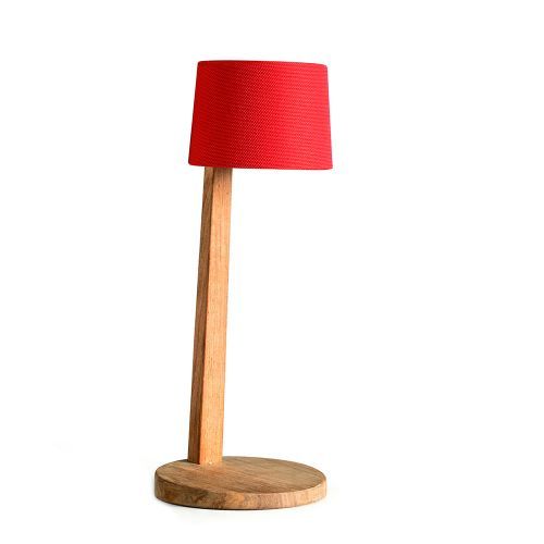 Gaia Oplaadbare Tafellamp - Teak - Lacca - Rood