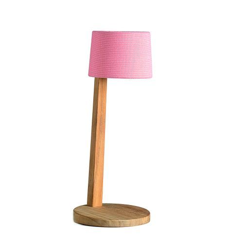 Gaia Oplaadbare Tafellamp - Teak - Rosa - Roze