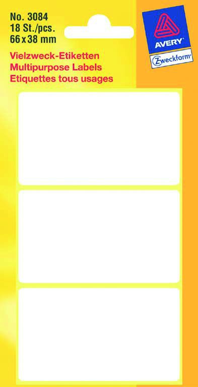 Etiket wit 66x38mm pak a 10 stuks | Kangaro