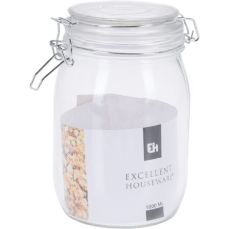 Excellent Houseware Voorraadpot Met Deksel 1000ml Met Klem | Excellent Houseware