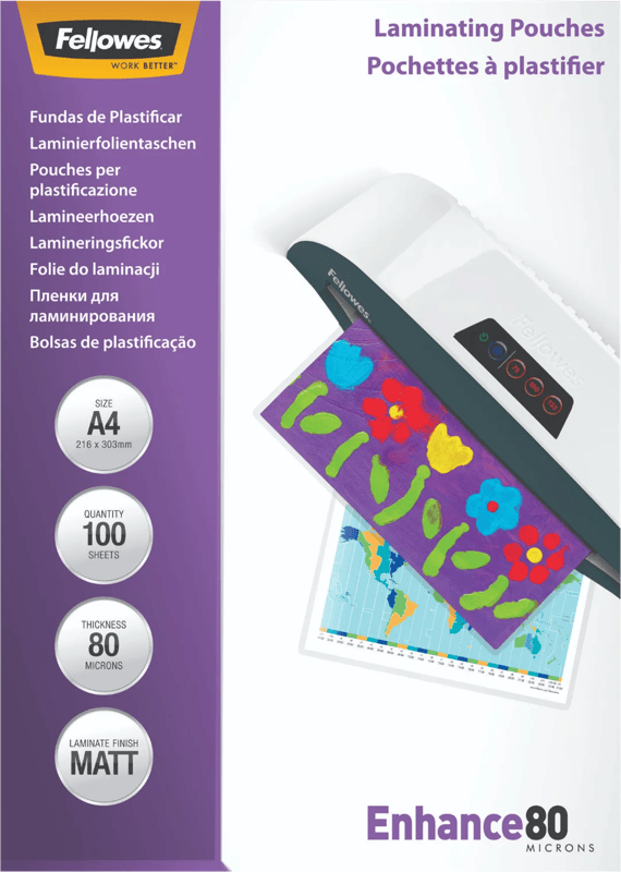 Fellowes Lamineerhoezen Enhance Mat 80 mic A4 (100 Stuks)