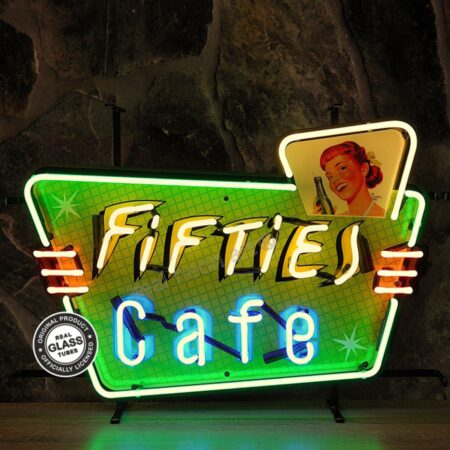 Fifties Cafe Neon Verlichting 70 x 50 cm - Geel