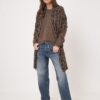Fijngebreide cashmere sjaal met print