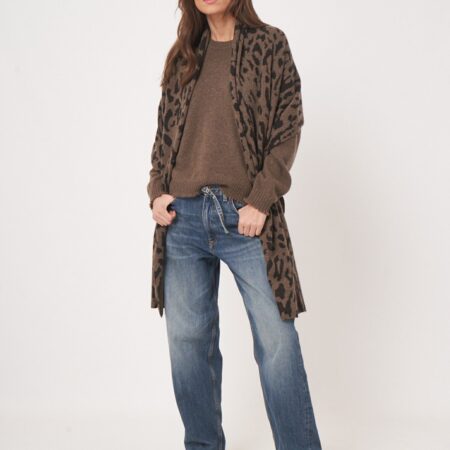 Fijngebreide cashmere sjaal met print