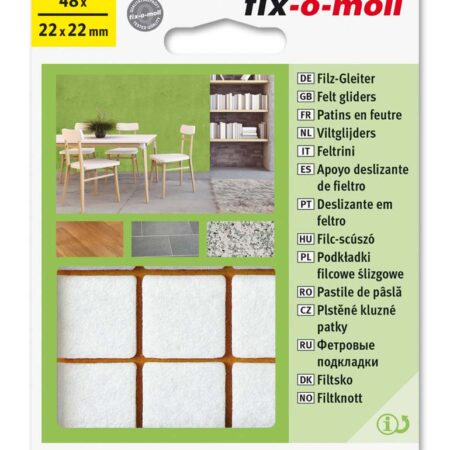 Fix-o-moll viltglijder Ø22mm 48st. wit | Fix-o-moll