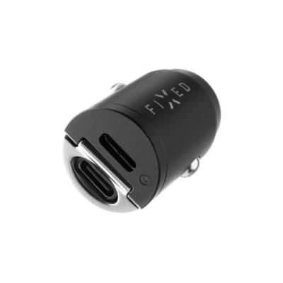Dual USB-C 30W autolader zwart