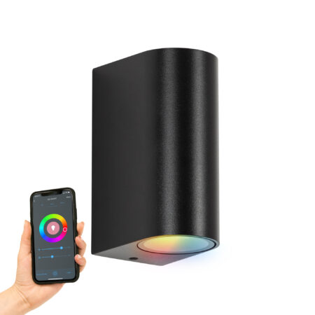 Flash Up en Down Muurlamp Zwart met Smart Color LED