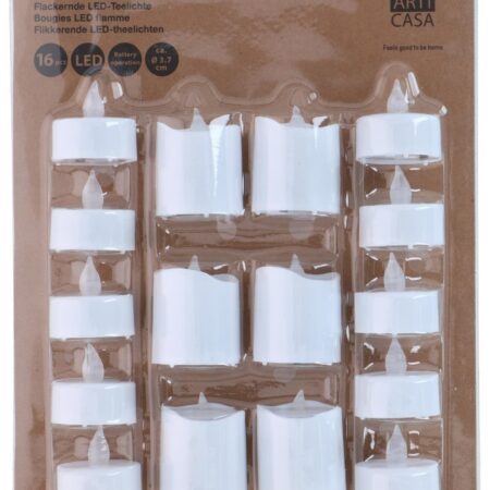 Flikkerende LED-theelichtset van 16 stuks
