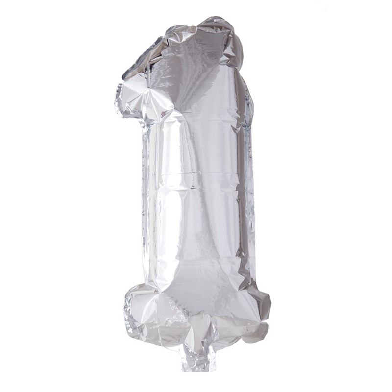 Folie ballon nummer '1' zilver 40cm | Globos