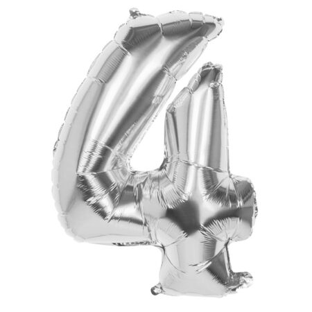 Folie ballon nummer '4' zilver 86cm | Boland