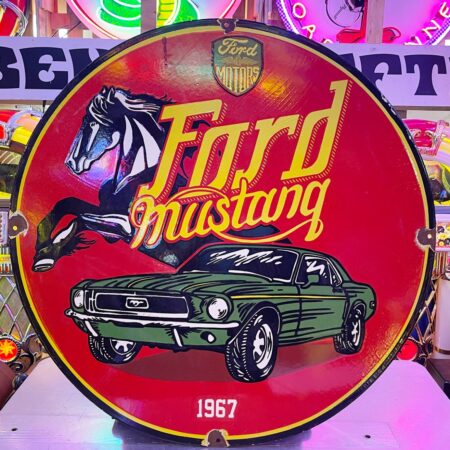 Ford Mustang 1967 Emaille Bord - Zwaar Vintage Mustang Reclamebord 76 cm | Ford