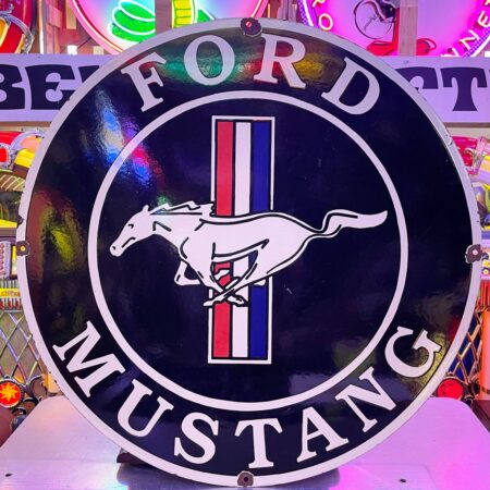 Ford Mustang Emaille Bord - Groot Vintage Reclamebord Ø 76 cm | Ford