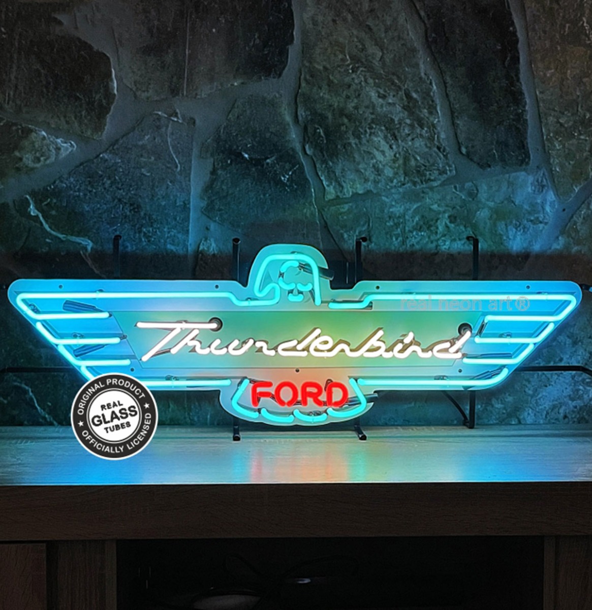 Ford Thunderbird Logo Neon Verlichting 101 x 34 cm - Turquoise