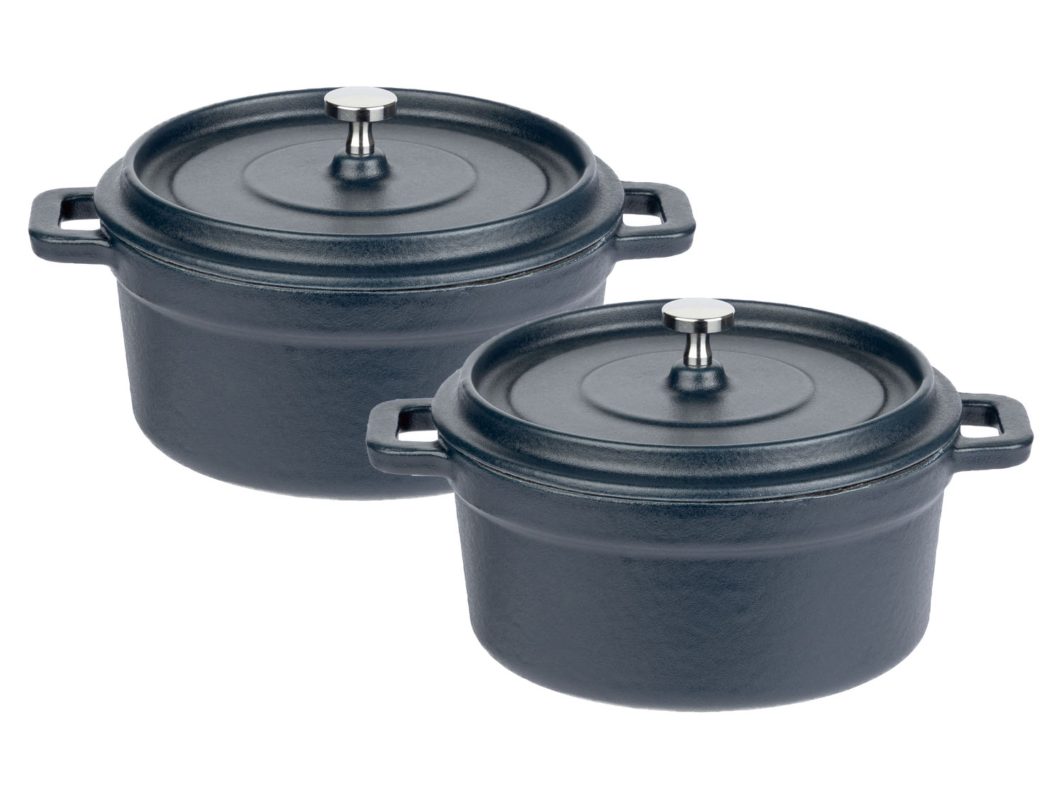 2 gietijzeren mini serveerpannen (Blauw)