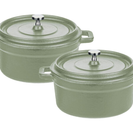 2 gietijzeren mini serveerpannen (groen)