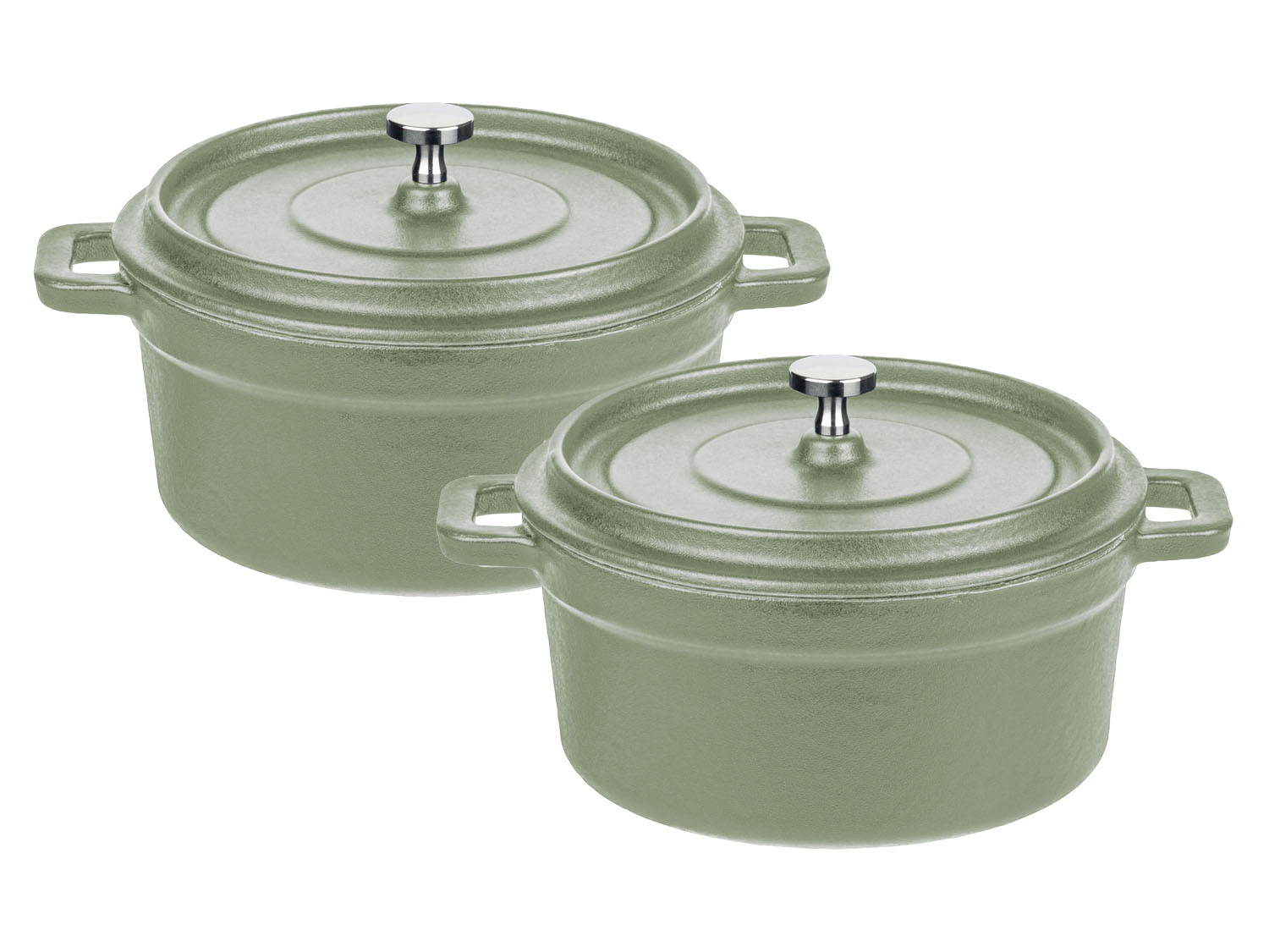 2 gietijzeren mini serveerpannen (groen)