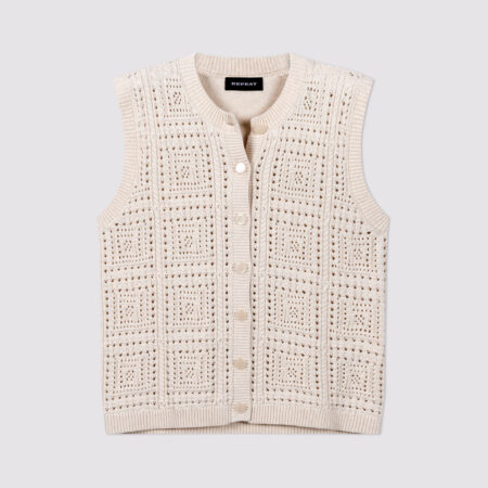 Gebreid pointelle-vest van 100% katoen