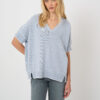 Gebreide katoenen poncho met V-hals