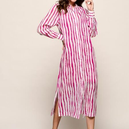Georgia Streep Jurk Offwhite / Roze
